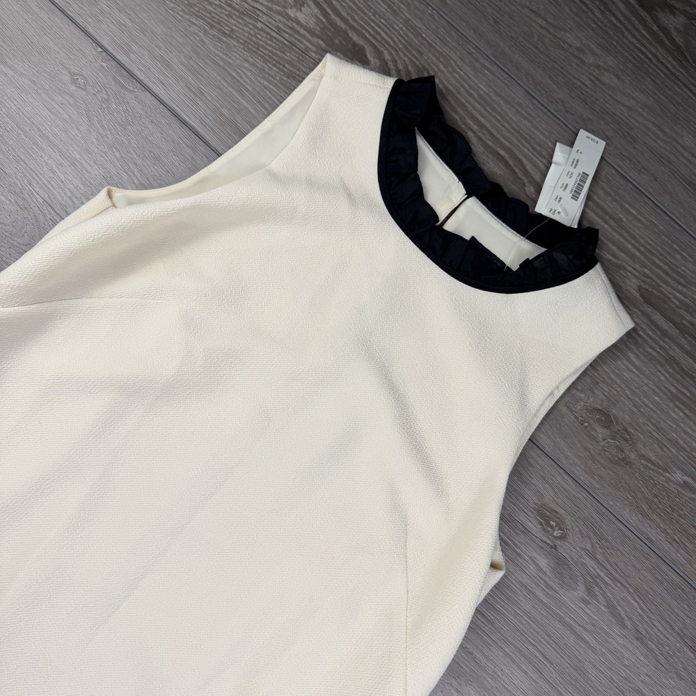 J Crew Women's Sleeveless Ruffle Trim Shift Dream Cream Size 8 New